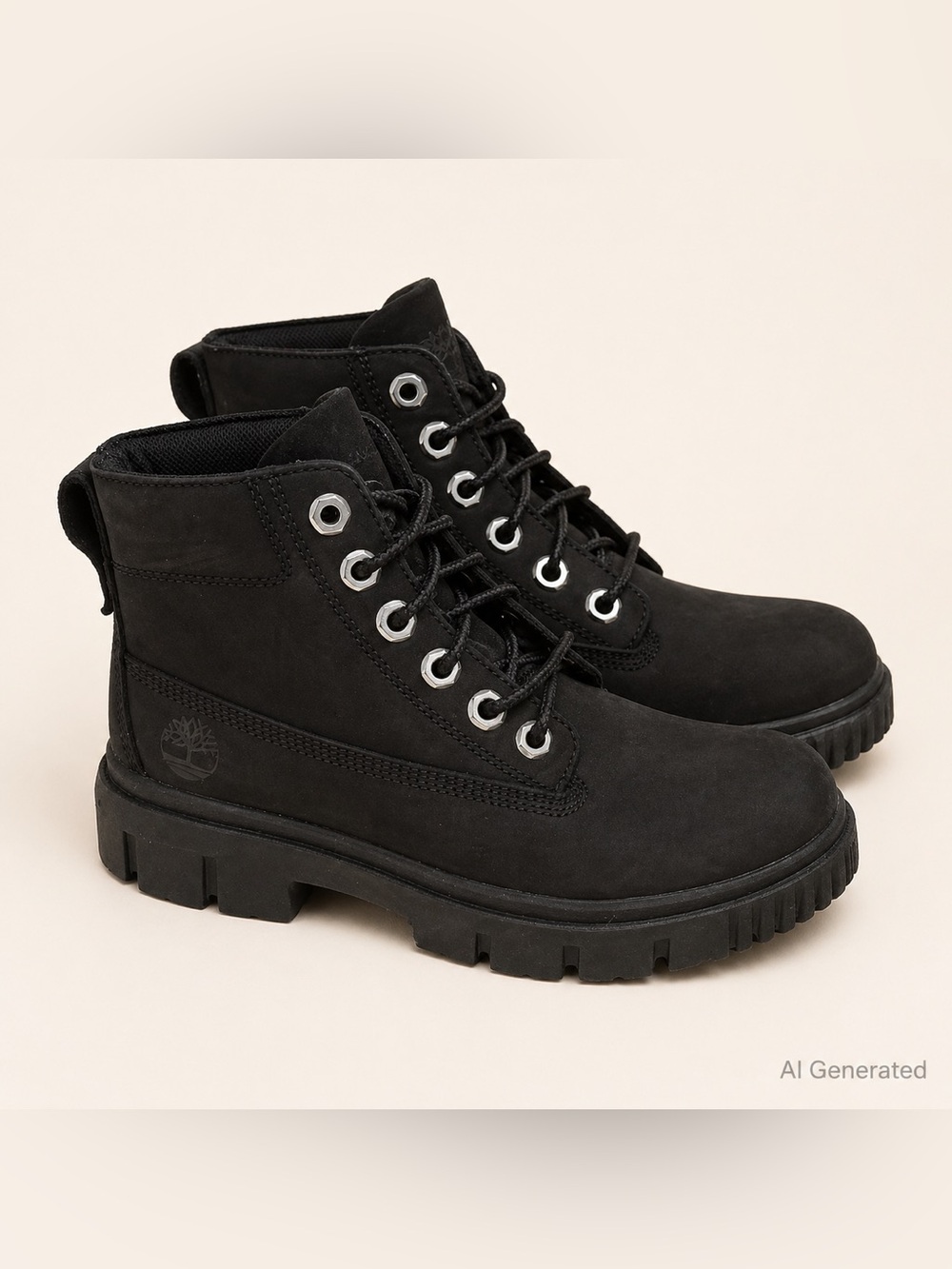 Timberland Women's Greyfield 6 Inch Black Lace-Up Chunky Lug Boot - Picture 4 of 8